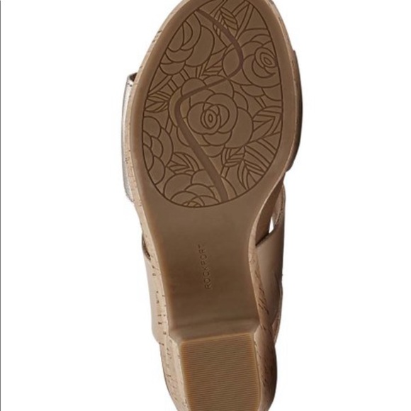 * SOLD * Rockport Nude and Silver Two-band Vivianne Leather Sandal - Size 9.5 - Picture 5 of 11